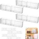 4 Pack Bathroom Wall Makeup Organizer Plastic Wall Mount Storage Organizer Clear No Drilling Hang Walls Adhesive Shower Shelf Cabinet Shelves with 3 Compartments for Bathroom Kitchen