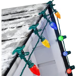 Minetom C9 LED Christma Lights Outdoor, 81 Feet 100 LED C9 String Lights with 100 Spring Clips, Waterproof Connectable Outside Christmas Decor, Multicolor