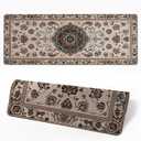 Desk Pad Brown Boho Floral Desk Mat for Keyboard and Mouse, Large Mousepad with Stitched Edges for Work Game Office, 31.5 x 11.8 in