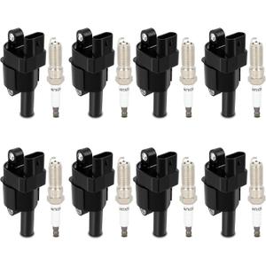 Ignition Coil Packs & Iridium Spark Plugs Fit 2017-2020 for Cadillac Escalade 2016-2018 for Chevrolet Camaro 2016-2019 for Cadillac CTS, Set of 8, UF742 C866