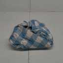 Smiry Round Picnic Tablecloth, Elastic Waterproof Fitted Vinyl Tablecloths for 36"-44" Tables, Flannel Backed Buffalo Plaid Table Cover for Dining, Camping, Outdoor, White and Aqua