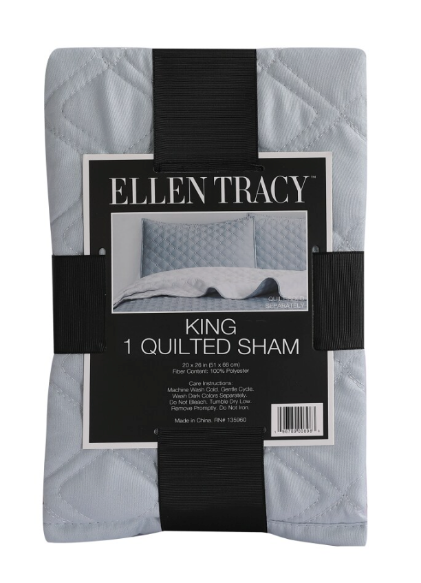 Ellen Tracy Quilted Sham 20x26in 100% Polyester