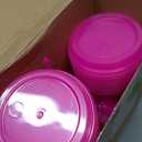 30 Set 24 oz Hot Pink Color Drink Buckets with Lids and Straws Disposable Clear Rum Plastic Drinking Cocktail Bucket with Handles for Beverage Coffee Lemonade Pool Picnic Party Supplies
