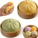 2PCS Squishy Dumpling Mystery Dumpling Squishy, Mystery Dumplings for Stress Relief, Large Squeeze Dough Ball Stress Relief Toy for Adults Yellow & Green