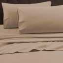 Tribeca Living California King Luxury Solid Flannel Extra Deep Pocket Fitted Sheet, Fits up to 24" Mattress, Cashmere