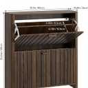 Smart FENDEE Shoe Cabinet with 2 Flip Drawers, 31.5 Inch Narrow Fluted Shoe Organizer with Gradient Wood Strips Door for Entryway Hallway, Living Room Storage Furniture, Walnut