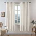 DriftAway Ivory Linen Curtains 63 Inches Long for Living Room Thick Semi Sheer 2 Panels Farmhouse 3 Inch Rod Pocket Back Tab Boho Rustic Light Filtering Window Drapes for Bedroom Privacy Assured