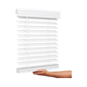 Lotus & Windoware Cordless, 2 Inch Faux Wood Blind, 34" Wide x 60" Long, Window Blinds, Blinds & Shades, Blinds for Indoor Windows, Embossed, Bright White