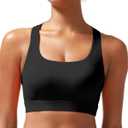 RUNNING GIRL High Impact Sports Bras for Women - Scoop Neck Strappy Sports Bra High Support Moulded Cup Workout Bra (Medium)