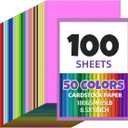 100 Sheets 8.5 x 11 Colored Cardstock,Assorted Colored Cardstock 50 Colors 180GSM/65LB Multicolor Construction Paper for DIY Crafts, School Supplies,Party Decorations (Mix color 100Pcs)