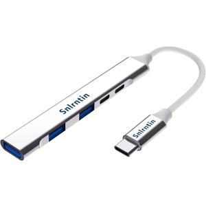 2 x USB C HUB Multiport Adapter, USB 3.0 Hub with PD Charging, USB C Data, USB3.0, 2*USB2.0 Ports, 5-in-1 USB C to USB 3.0 Hub for MacBook Pro, iPhone 15, Dell XPS, iPad Pro, etc