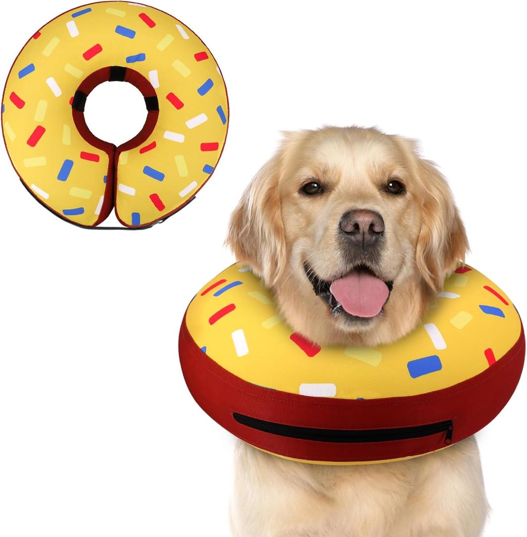 Supet Inflatable Dog Cone Alternative, Neck Donut Collar Recovery E Collar for Neuter, Soft Cone for Small Medium Large Dogs 0520 (XL(Neck 14"-18"))