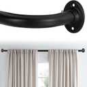 H.VERSAILTEX Wrap Around Black Curtain Rod for Windows 18.5 to 88.5 Inch, 3/4 Inch Adjustable Heavy Duty Blackout Curtain Rods Telescoping Curved Drapery Rods for living room Indoor/Outdoor