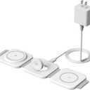 Wireless Charging Station for Apple Multiple Devices - 3 in 1 Foldable Magnetic Wireless Charger - Travel Charging Pad for iPhone 17 16 15 14 13 12 Pro Max Plus Watch & AirPods (White)