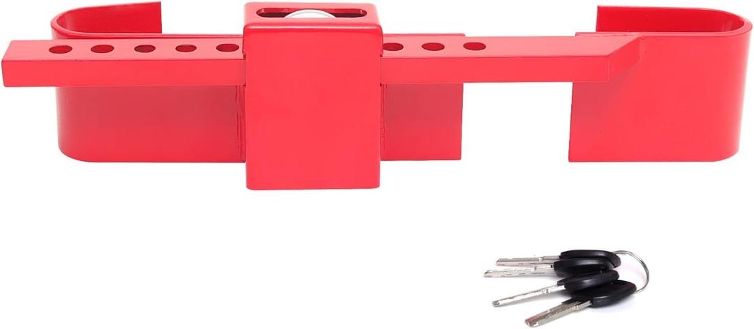 Heavy Duty Steel Cargo Door Lock/Standard Shipping Container Lock with 4 Keys Adjustment Range: 12-1/2" - 18-7/8" Coated with red ColorKeyed Differently