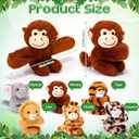 Gemscream 6 Pcs Stuffed Animal Slap Bracelets for Kids, 8 Inch Small Classroom Prizes Toy, Animal Wrist Cute Snap Bracelets Birthday Gifts for Boys and Girls Pet Adoption Party Favors(Wild Animals)