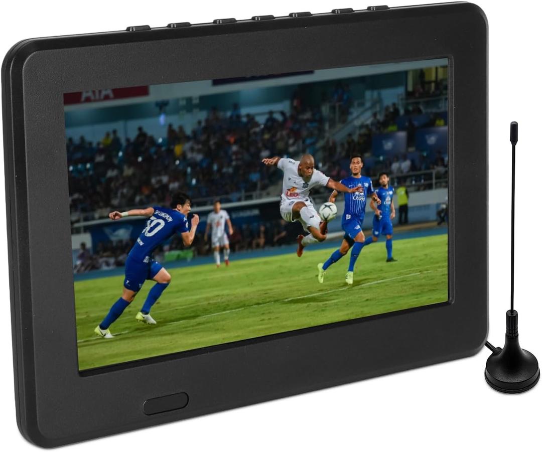 Yoidesu 7 Inch Portable Widescreen TV, 1080P LED ATSC Analog Television for Car Camping Outdoor Kitchen, Mini Digital TV with 1500mAh Rechargeable Battery USB TF