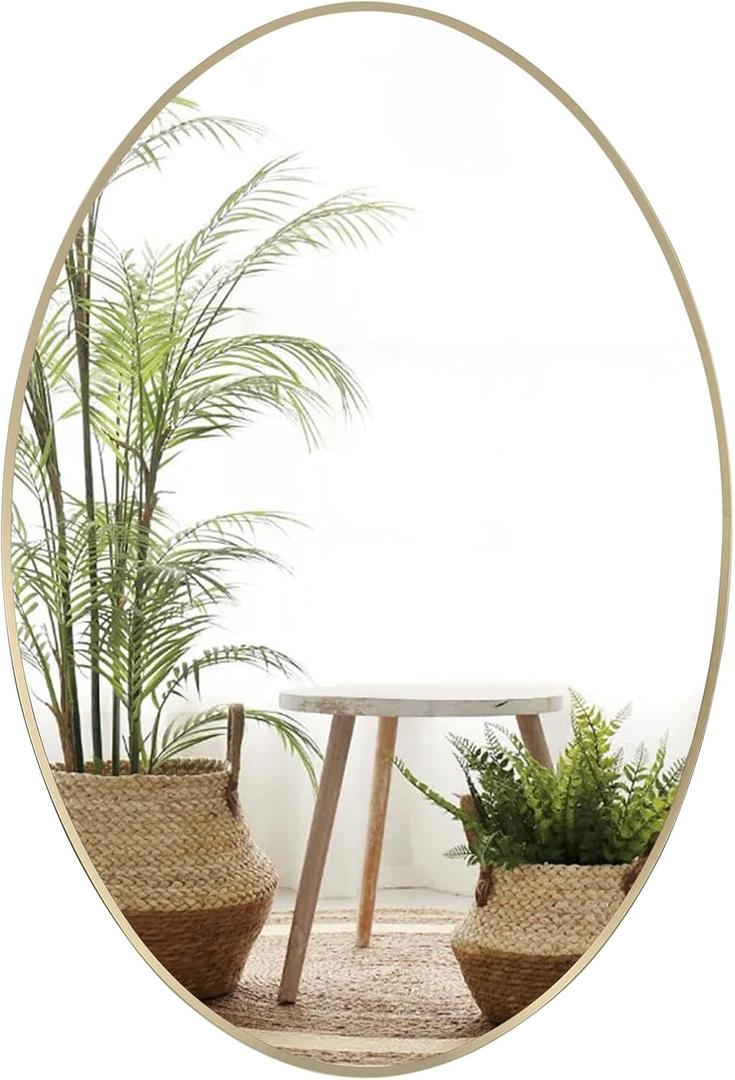 Oval Wall Mirror, 20"x28" Gold Oval Vanity Mirror, Bathroom Mirror of Metal Frame, Home Decorative Wall Mounted Mirror for Bathroom, Living Room, Entryway, Vanity