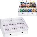 Miniatures Paint & Paintbrush Storage Organizer Rack, Craft Paints Holder with Drawer, 43 Holes for Model Paint, 16 Holes for 2 oz Paints, 22 Holes for Brush