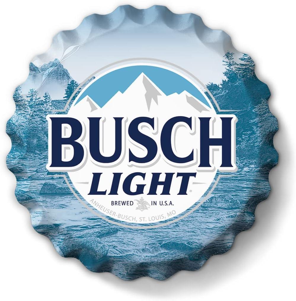 Desperate Enterprises Busch Light Stamped Shape Bottle Cap - Premium Aluminum Sign - Made in USA - 18" Round, 18 Inches Diameter