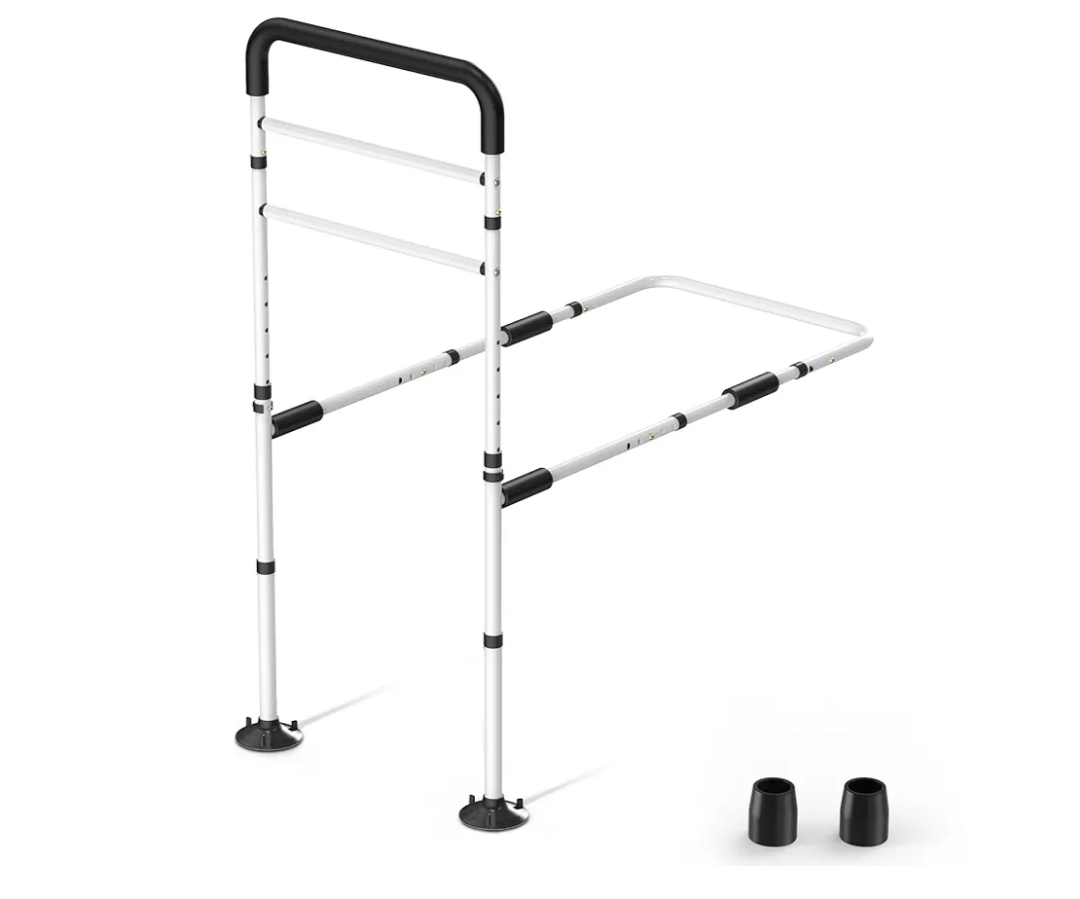 Bed Rails for Elderly Adults Safety, ASTM Approved Adjustable Bed Assist Rail for Seniors, Non-Slip Ergonomic Handle, 400lb Weight Capacity, Storage Pocket & Fixing Strap, Fits Twin/Full/Queen/King
