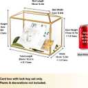 NCYP Small 10.2" x 5.9" x 7.9" Glass Cards Box with Slot and Lock for Wedding Reception - Home Birthdays Party Geometric Decorative, Gold - Slot Length 6.3 Inches (Glass Box Only)