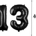 GLZLMM 13th Birthday Balloon 13th Birthday Decorations Black 13 Balloons Happy 13th Birthday Party Supplies Number 13 Foil Mylar Balloons Latex Balloon for Girls,Boys,Women,Men