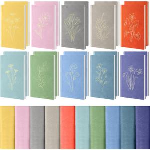 Cholemy 10 Pack Floral Notebook Leather Hardcover Flower Ruled Notepad Bulk Pastel Aesthetic College Ruled Notebook Cute Writing Journals for Student School Classroom A6, 200 Lined for Women Office (Image observation needed)