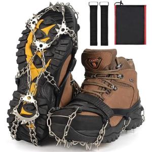 Ice Trekkers for Boots - Crampons Ice Cleats Traction Snow Grips for Boots Shoes with 23 Stainless Steel Spikes Anti Slip for Walking, Hiking, Climbing, Fishing and Mountaineering (Large)
