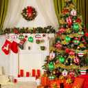 Hungdao 30 Pcs 2.36 Inches Shatterproof Christmas Tree Ball Ornaments Set, Plastic Red Green White Elf Glittering Xmas Hanging Bulbs Pendants for Christmas Tree Decoration Holiday Party Home Decor