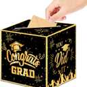 3 x Graduation Decorations 2026 Graduation Card Box Black Gold Congrats Grad Gifts Cardboard for Class of 2026 High School College Grad Party Decor 8.7 Inch