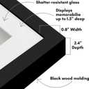 Americanflat 12x12 Shadow Box Frame with Shatter-Resistant Glass - Use as 10x10 Frame with Mat or 12x12 Without Mat - Silhouette Collection - Black with Soft Felt Back