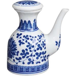 LIFKOME Ceramic Dispenser Bottle, Olive Oil Soy Sauce Vinegar Cruet with Lid Liquid Condiment Container Kitchen Seasoning Dispenser for Kitchen Cooking