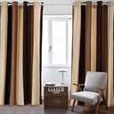 VIAGL Bedroom Curtains Absolute Heat Insulation Chenille Vertical Striped Color Window Curtains Living Room Buttonhole Curtains Single Panel (W52xL84, Brown)