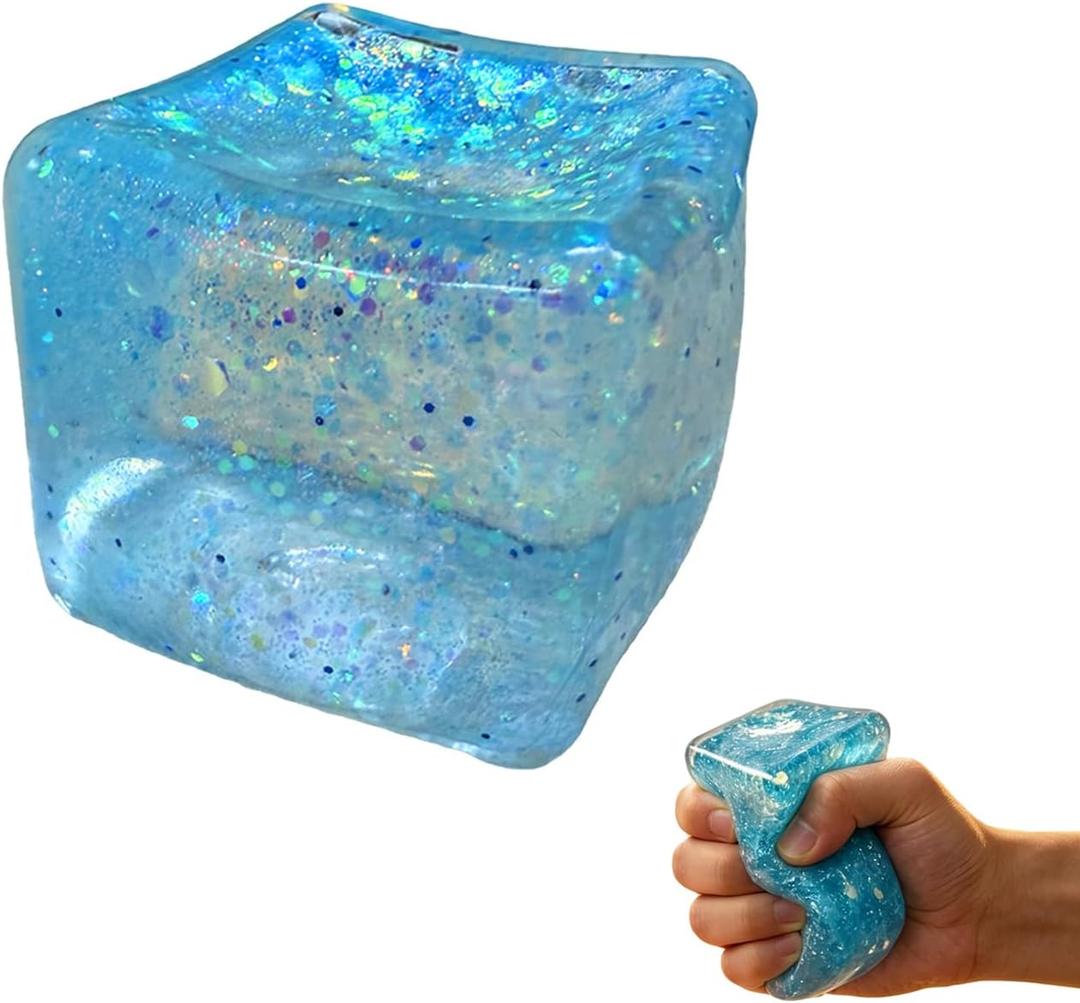 Premium Block Cube Squishy Ice Cube Squishies for Adults, Squishy Cube, Stress Cube (Blue)