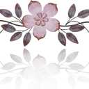 Wesiti Metal Flower Wall Decor Vintage Spring Metal Flower Wrought Iron Scroll Sculpture 15.7''x3.7'' Farmhouse Leaf Wall Decor with Nails for Spring Living Room Bedroom Indoor Outdoor (Purple), 16.7"L x 5.5"W
