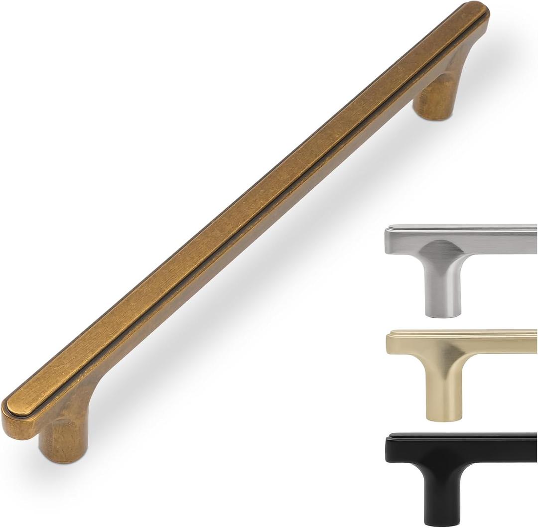 10 Pack 6-1/4 Inch(160mm) Cabinet Pulls Antique Brass Kitchen Cabinet Handles Vintage Drawer Zinc Alloy Drawer Pulls Solid Cabinet Hardware