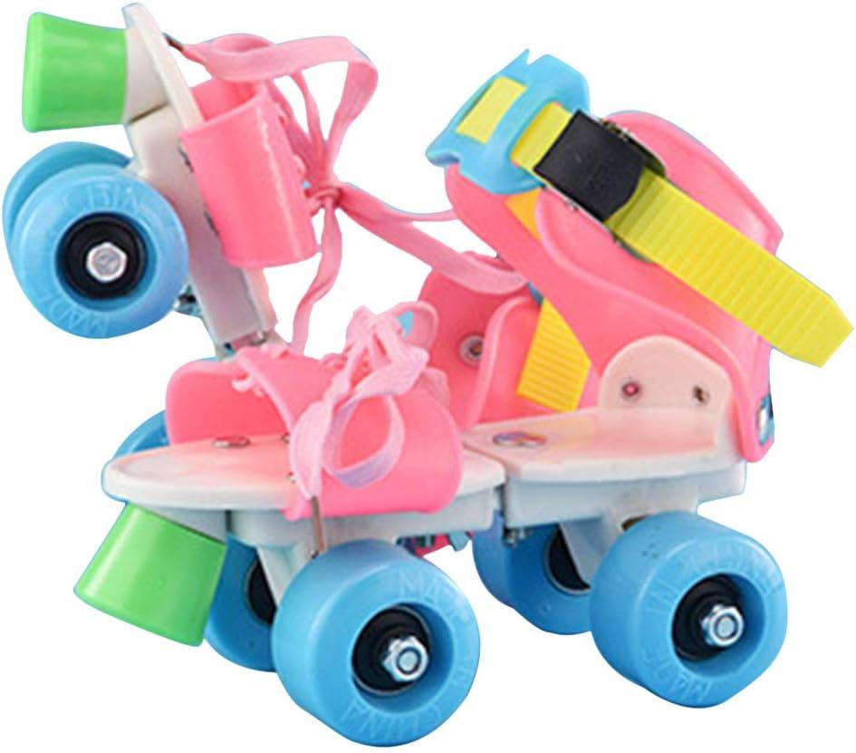 Adjustable Roller Skates for Kids Double Row Wheels with PU Wheels and Brake System Youth Inline Skates for Boys Girls Age 5-12 Years