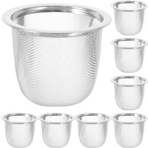 8 Pcs Stainless Steel Tea Filter Infuser with Extra Fine Mesh for Loose Leaf Tea Brewing at Home - Diameter 2.28 in X Height 1.96 in