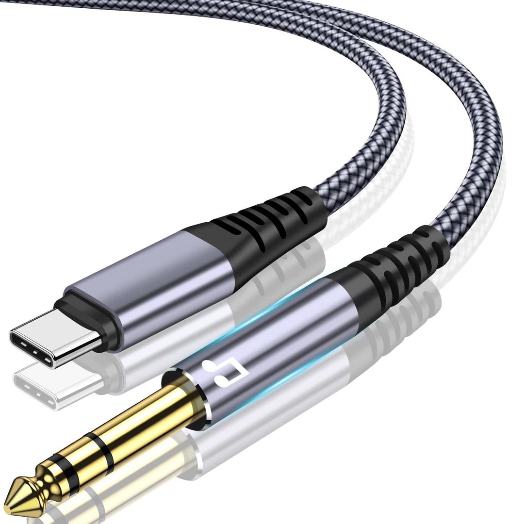 USB C to 1/4" TRS Audio Stereo Cable, 10FT Type C to 6.35mm 1/4 Male Aux Audio Cord Compatible with iPad Pro/iPhone16/15, Pixel 5XL, Samsung Galaxy S22 for Amplifier, Mixer, Home Theater, Speaker ect
