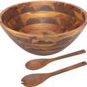 AIDEA Salad Bowls, Wooden Salad Bowls Set, Large Acacia Wood Serving Bowl for Fruits, Salad, 12.5" Big Salad Bowl with Serving Utensils