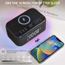 Alarm Clock Speaker Wireless Charger, Digital Alarm Clocks Bedrooms Bluetooth, Alarm Clock Dimmable Light Bedrooms Dual Alarm Snooze Dimmer 12 24H RGB Night Light Bluetooth USB AUX, Black