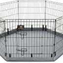 PJYuCien Dog Playpen with Bottom Pad - Metal Foldable Exercise Pen, 8 Panels 30" H x 24" W Indoor Outdoor Pet Fence Puppy Crate Kennel, Gray