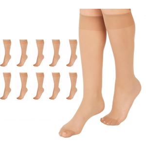 L'eggs Everyday Women's Knee High Stockings, Reinforced Toe, 100% Nylon, One Size (Nude (Pack of 10))