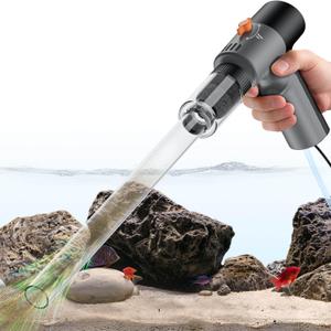 VIPASKA Electric Aquarium Gravel Cleaner Kit with High Pressure Strong Suction, 6-in-1 Multifunction Fish Tank Vacuum Cleaner and Water Changer for Aquarium, Gravel Vacuum with Sand Filter Tools (Solid Black)