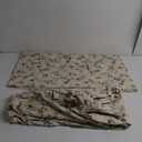 JSD Beige Boho Floral Cotton Sheet Set Queen Size, 300 TC Printed Sateen Bed Sheets Deep Pocket, Soft Breathable Wrinkle Free