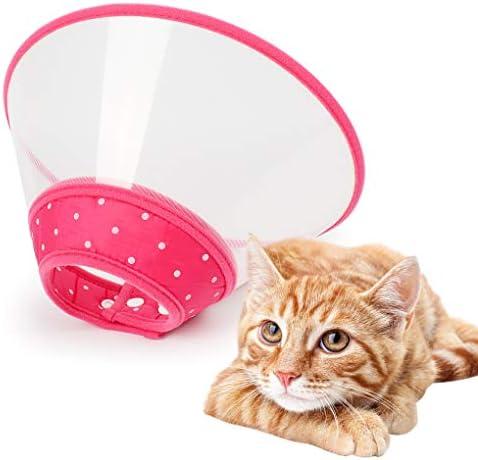 Andiker Pet Cone Recovery Dog Cone Adjustable Dog Collar Clear Padded Collar with Breathable Soft Edge Plastic Puppy Cone Protect the Neck Surgery Recovery Designed for Cats and Puppies (Small, Pink)