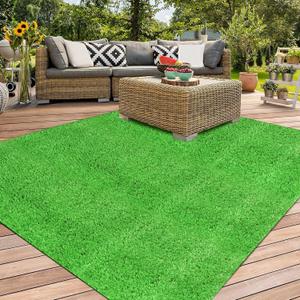 XLX TURF Outdoor Artificial Grass Rug 5FT X 7FT, Green Fake Grass Carpet Floor Mat for Balcony, Patio, Backyard, Extra Large Pets Grass Pad for Dogs