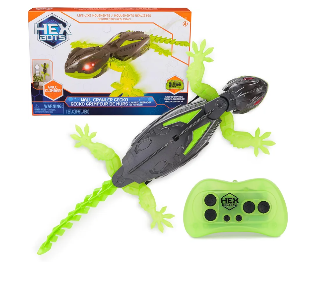 HEX BOTS Wall Crawler Gecko with Official Wall Climber Technology, Rechargeable Remote Control Robot Kids Toys, Prank Toys for Boys & Girls Ages 4 & Up