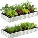 Foxlang 8x4x1ft(2 PCS) Galvanized Raised Garden Bed,Outdoor Planter Box Metal Patio Kit Planting Bed for Vegetables Flowers Herb,Silver